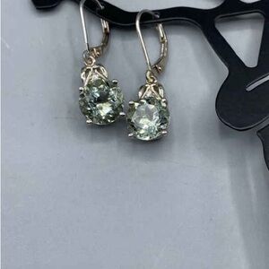 Elegant Prasiolite Silver Drop Earrings - New In Box